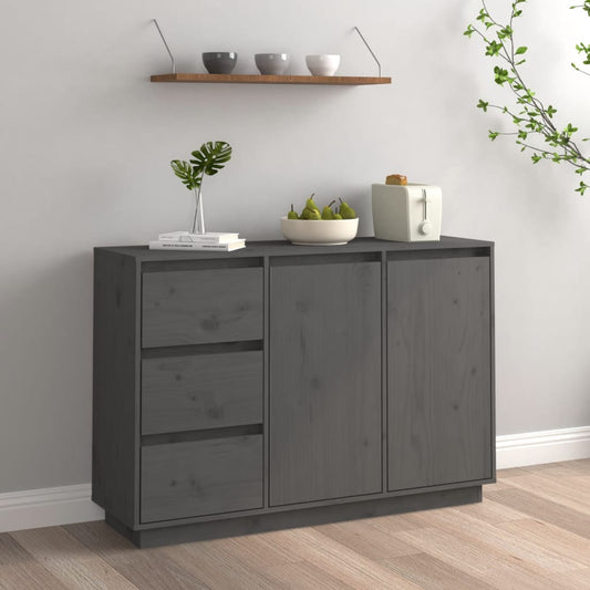 vidaXL Sideboard Grey 111x34x75 cm Solid Wood Pine