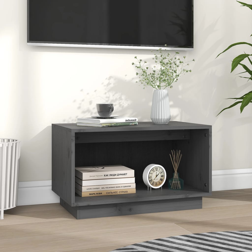 vidaXL TV Cabinet Grey 60x35x35 cm Solid Wood Pine