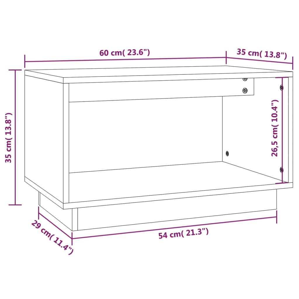 vidaXL TV Cabinet Grey 60x35x35 cm Solid Wood Pine