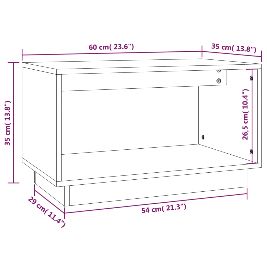 vidaXL TV Cabinet Black 60x35x35 cm Solid Wood Pine