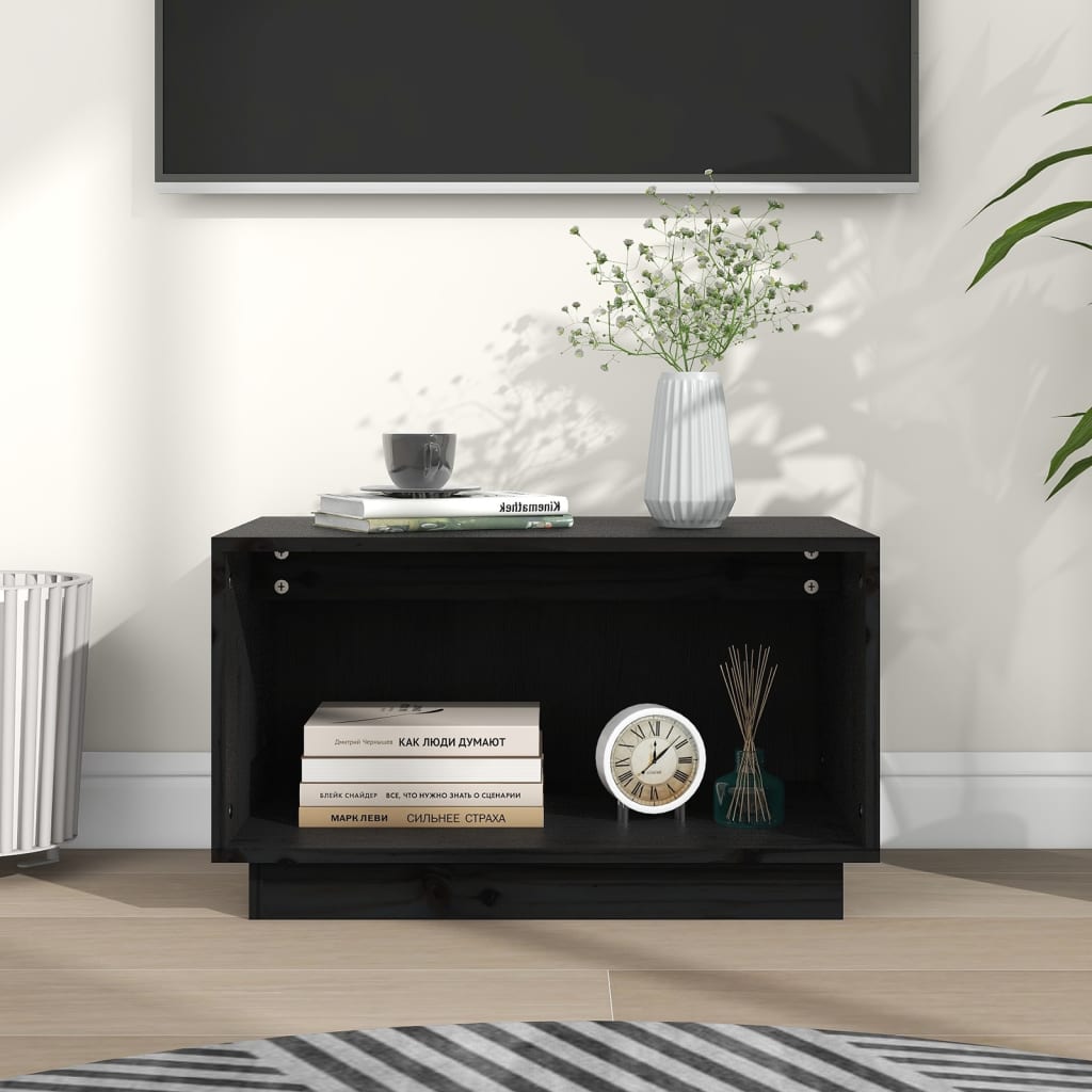 vidaXL TV Cabinet Black 60x35x35 cm Solid Wood Pine