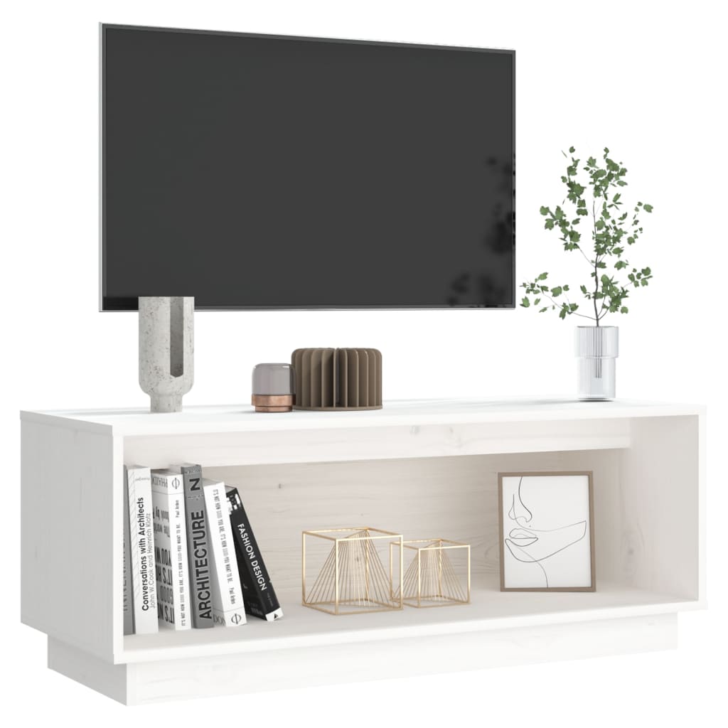 vidaXL TV Cabinet White 90x35x35 cm Solid Wood Pine