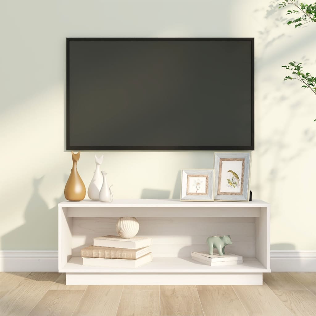 vidaXL TV Cabinet White 90x35x35 cm Solid Wood Pine