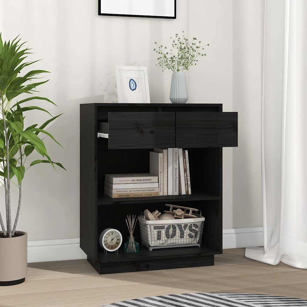 Console Cabinet | Black | Solid Pine Wood | Medium | Console Cabinet
