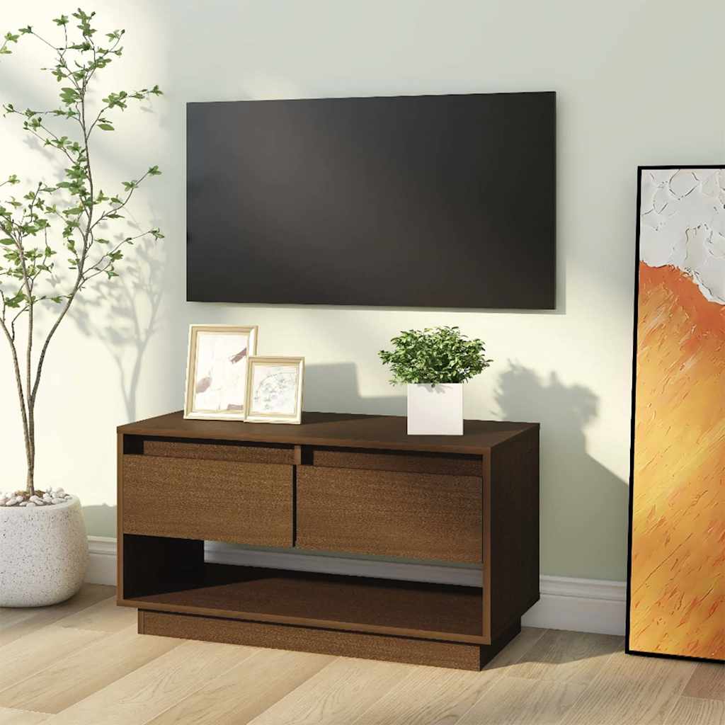 813842 vidaXL TV Cabinet Honey Brown 74x34x40 cm Solid Wood Pine