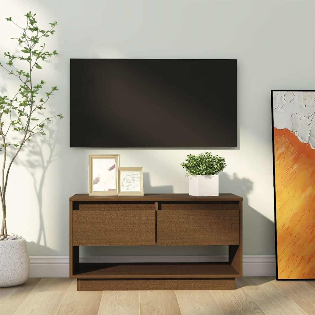 813842 vidaXL TV Cabinet Honey Brown 74x34x40 cm Solid Wood Pine