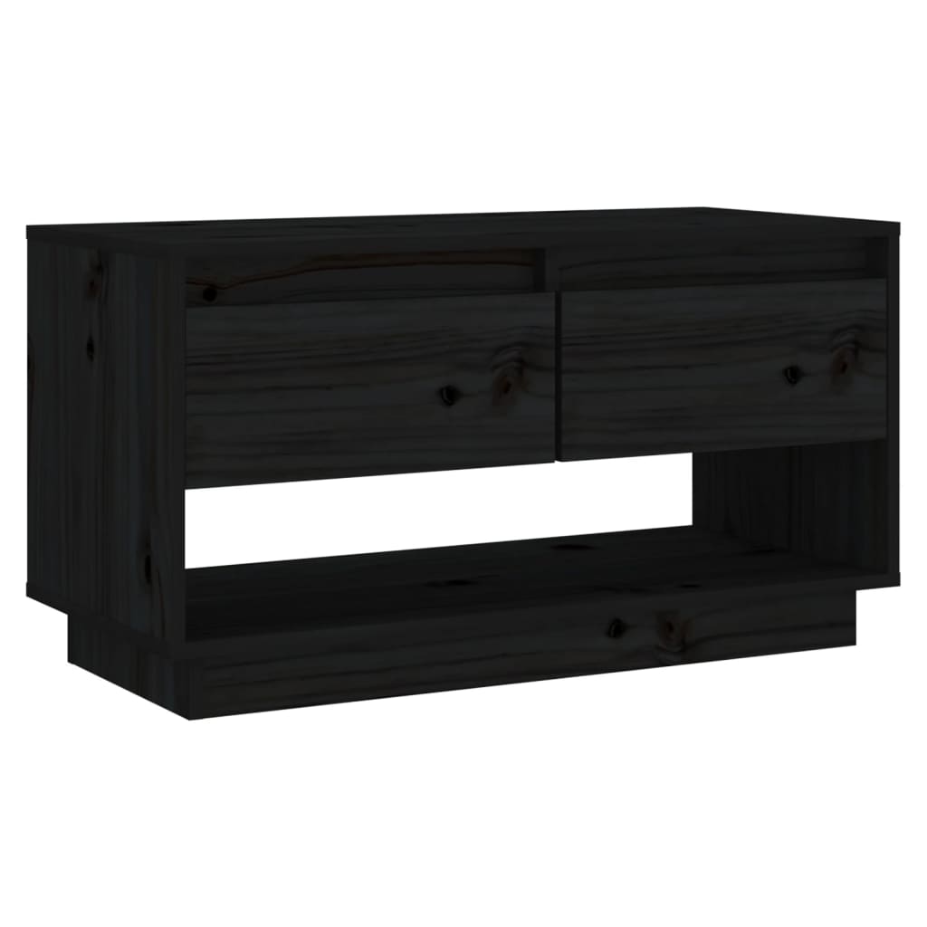 TV Stand | Black | Solid Pine Wood | Medium | TV Stand | Rectangular