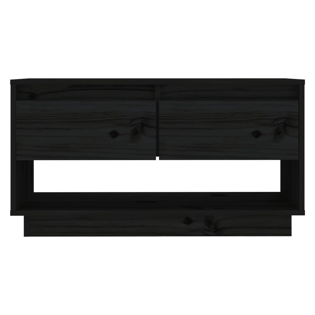 TV Stand | Black | Solid Pine Wood | Medium | TV Stand | Rectangular