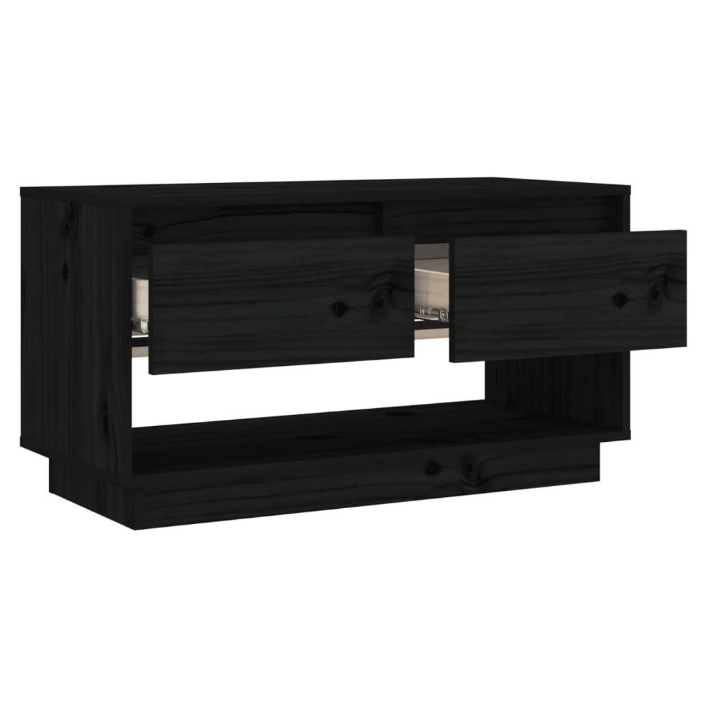 TV Stand | Black | Solid Pine Wood | Medium | TV Stand | Rectangular