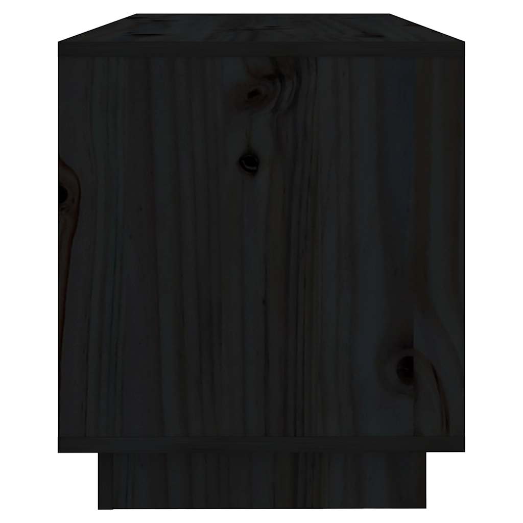 TV Cabinet Black 74x34x40 cm Solid Wood Pine