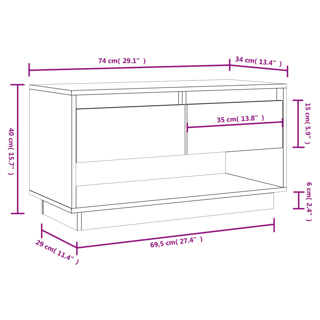 TV Stand | Black | Solid Pine Wood | Medium | TV Stand | Rectangular