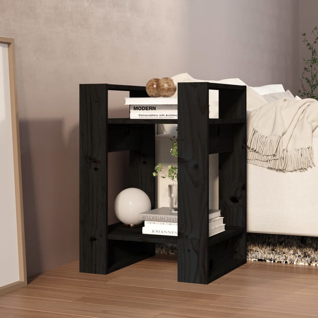Book Cabinet | Black | Solid pine wood | Compact | Black Book Cabinet