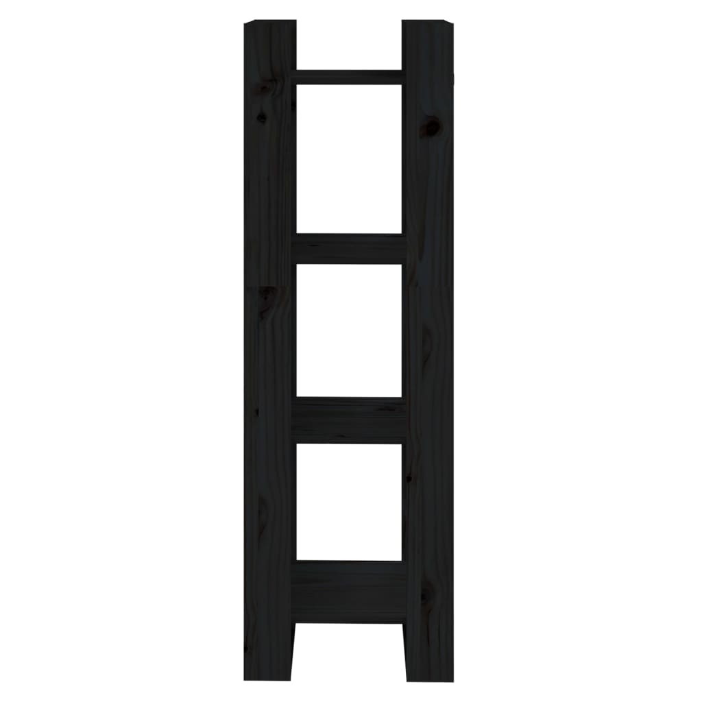 Book Cabinet | Black | Solid Pine Wood | 41x35x125 cm |  Storage