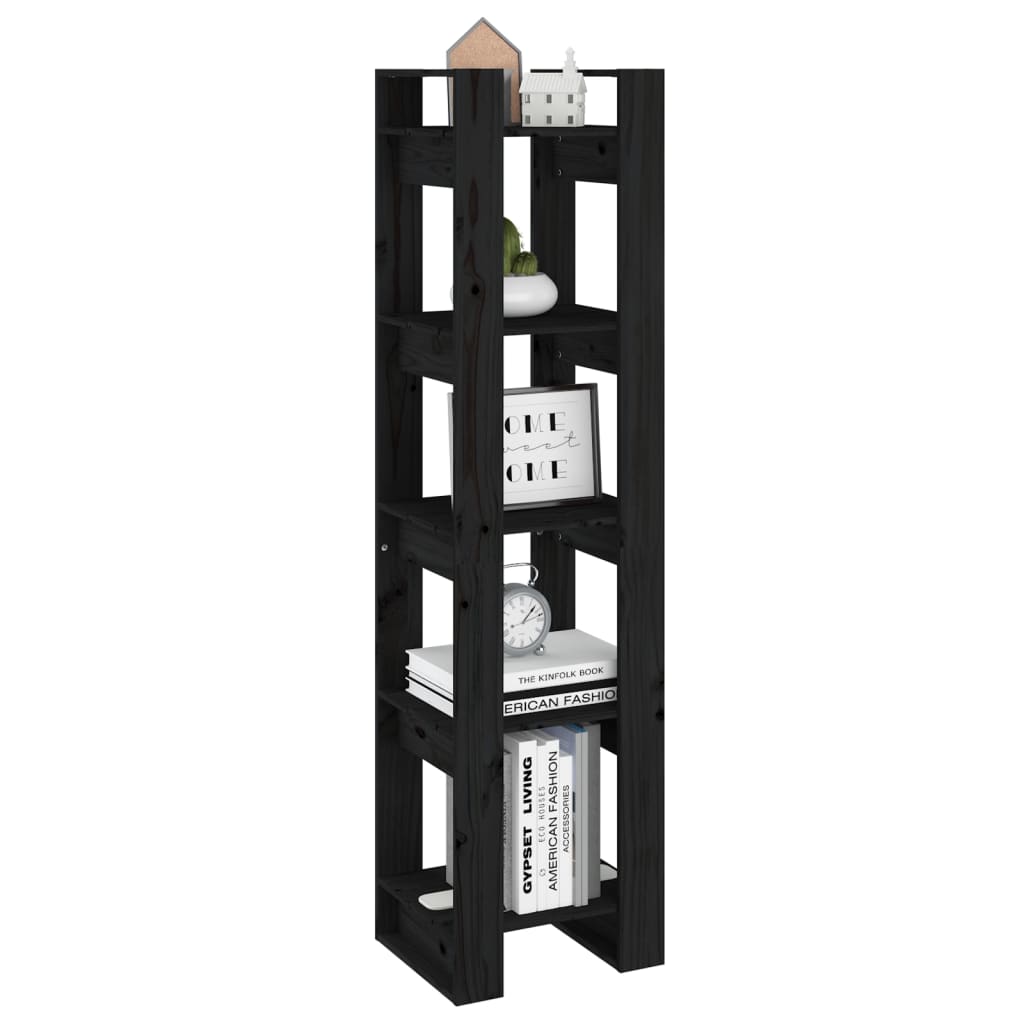 Book Cabinet | Black | Solid Pine Wood | Medium | Book Cabinet