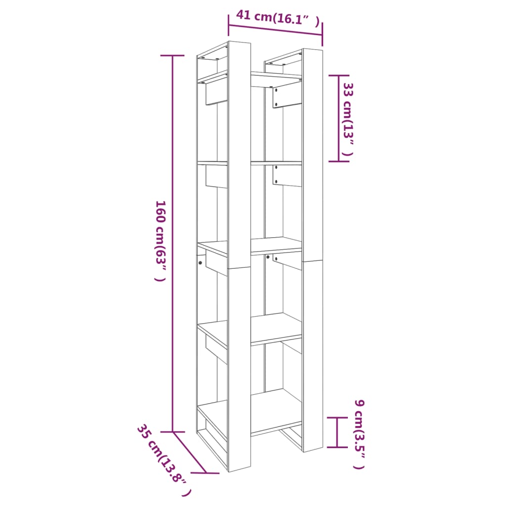 Book Cabinet | Black | Solid Pine Wood | Medium | Book Cabinet