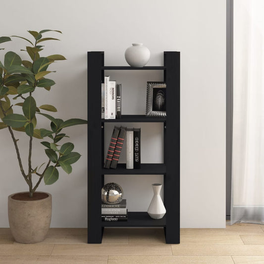 vidaXL Book Cabinet/Room Divider Black 60x35x125 cm Solid Wood