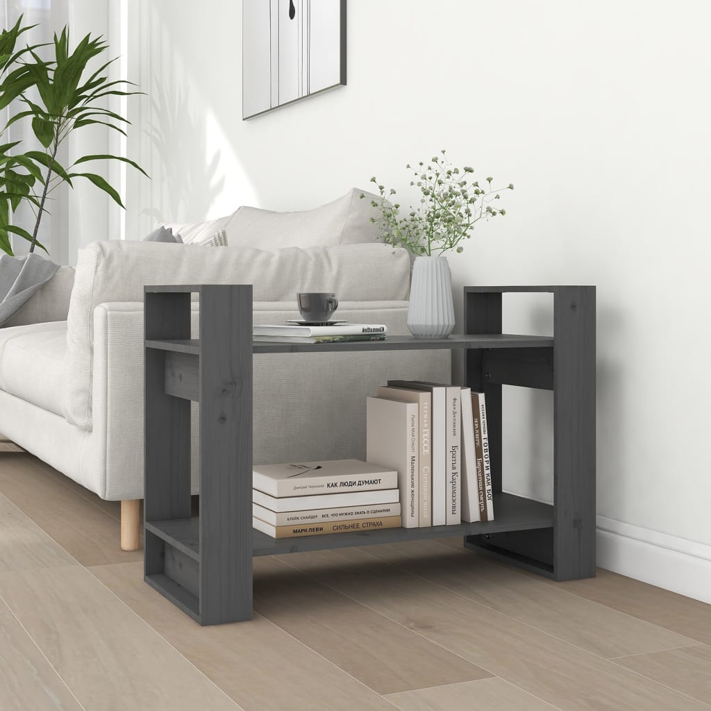 Book Cabinet/Room Divider Grey 80x35x56.5 cm Solid Wood Pine