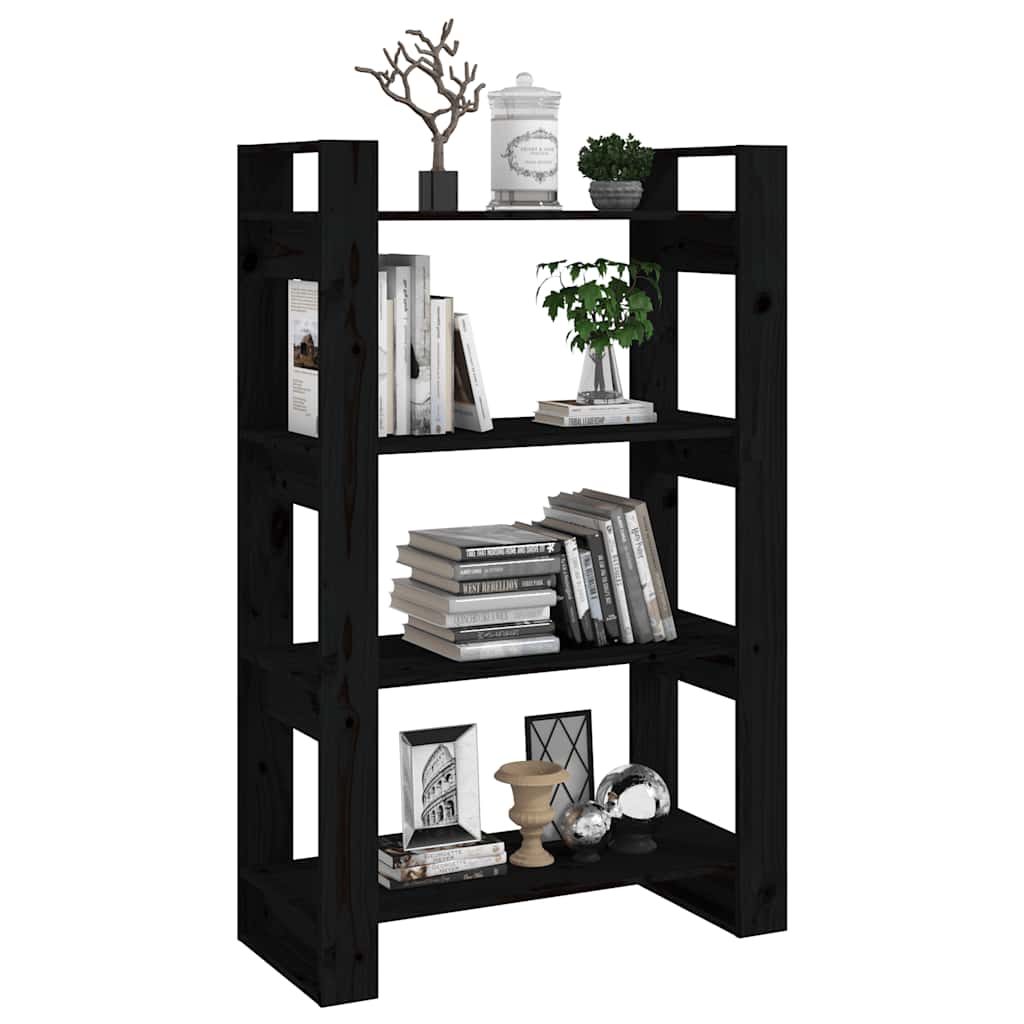 Book Cabinet | Black | Solid pine wood | 80 x 35 x 125 cm | Book Cabinet