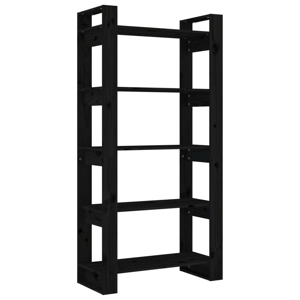 vidaXL Book Cabinet/Room Divider Black 80x35x160 cm Solid Wood