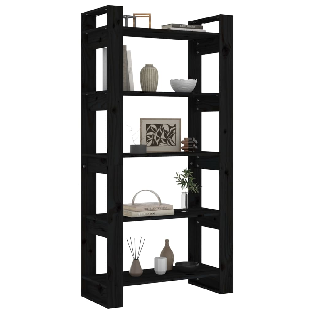 vidaXL Book Cabinet/Room Divider Black 80x35x160 cm Solid Wood