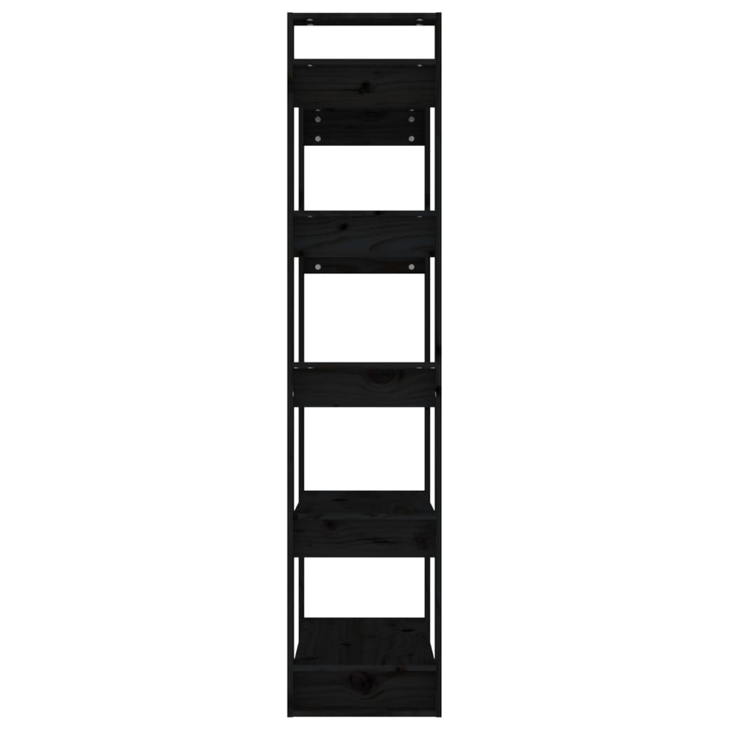 vidaXL Book Cabinet/Room Divider Black 80x35x160 cm Solid Wood