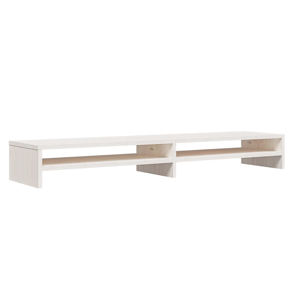 vidaXL Monitor Stand White 100x24x13 cm Solid Wood Pine