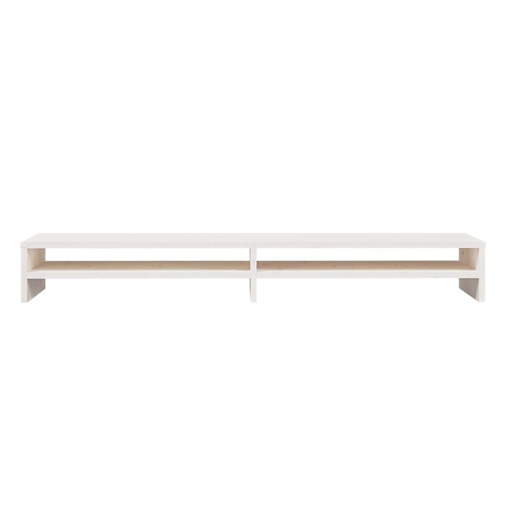 vidaXL Monitor Stand White 100x24x13 cm Solid Wood Pine