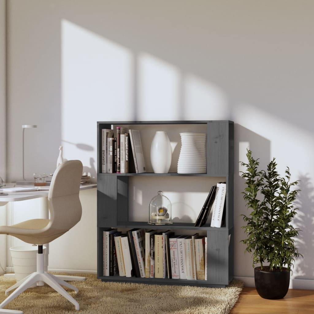 Book Cabinet/Room Divider Grey 80x25x101 cm Solid Wood Pine