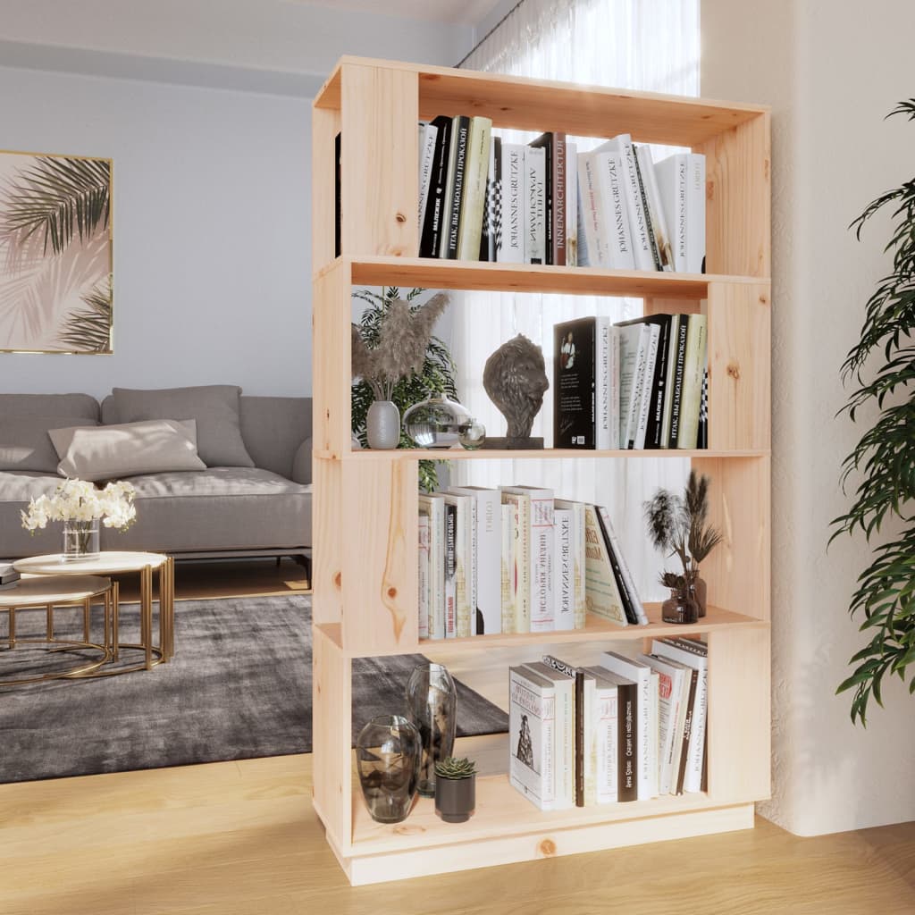 Book Cabinet | Natural wood | Solid pine wood | 80 x 25 x 132 cm
