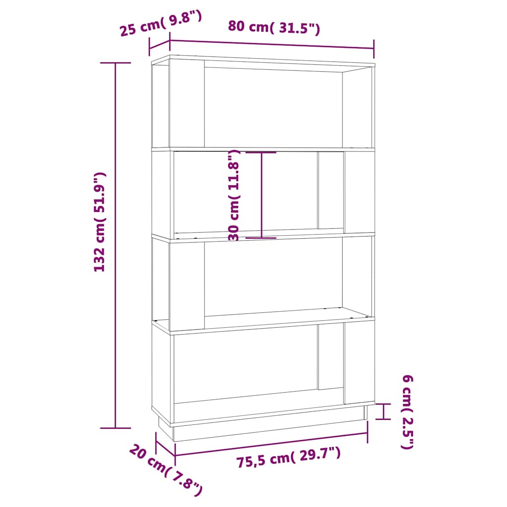 814059 vidaXL Book Cabinet/Room Divider 80x25x132 cm Solid Wood Pine
