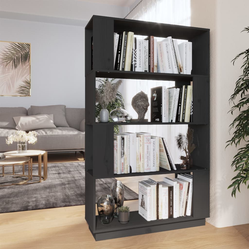 Book Cabinet/Room Divider Grey 80x25x132 cm Solid Wood Pine