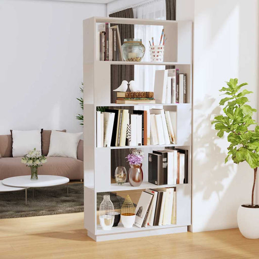 Book Cabinet/Room Divider White 80x25x163.5 cm Solid Wood Pine