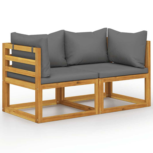 Garden Bench | Dark Grey | Solid acacia wood, 100% polyester fabric