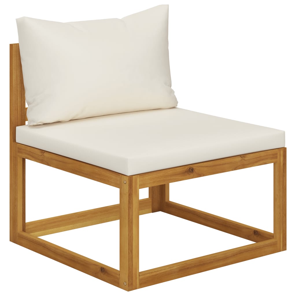 Garden Sofa | Cream | Solid Acacia wood, Polyester | 4-seater | Modular