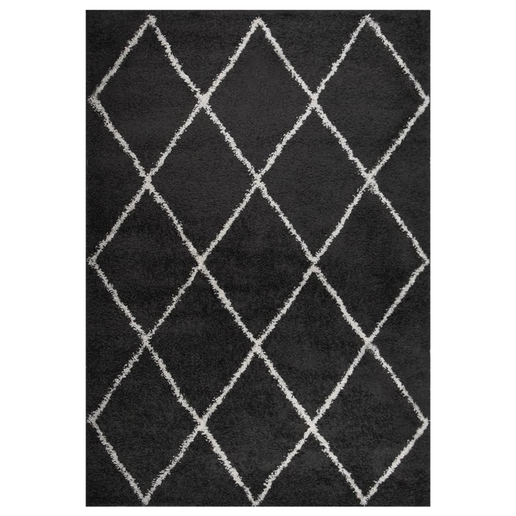 vidaXL Shaggy Rug High Pile Cream and Anthracite 160x230 cm