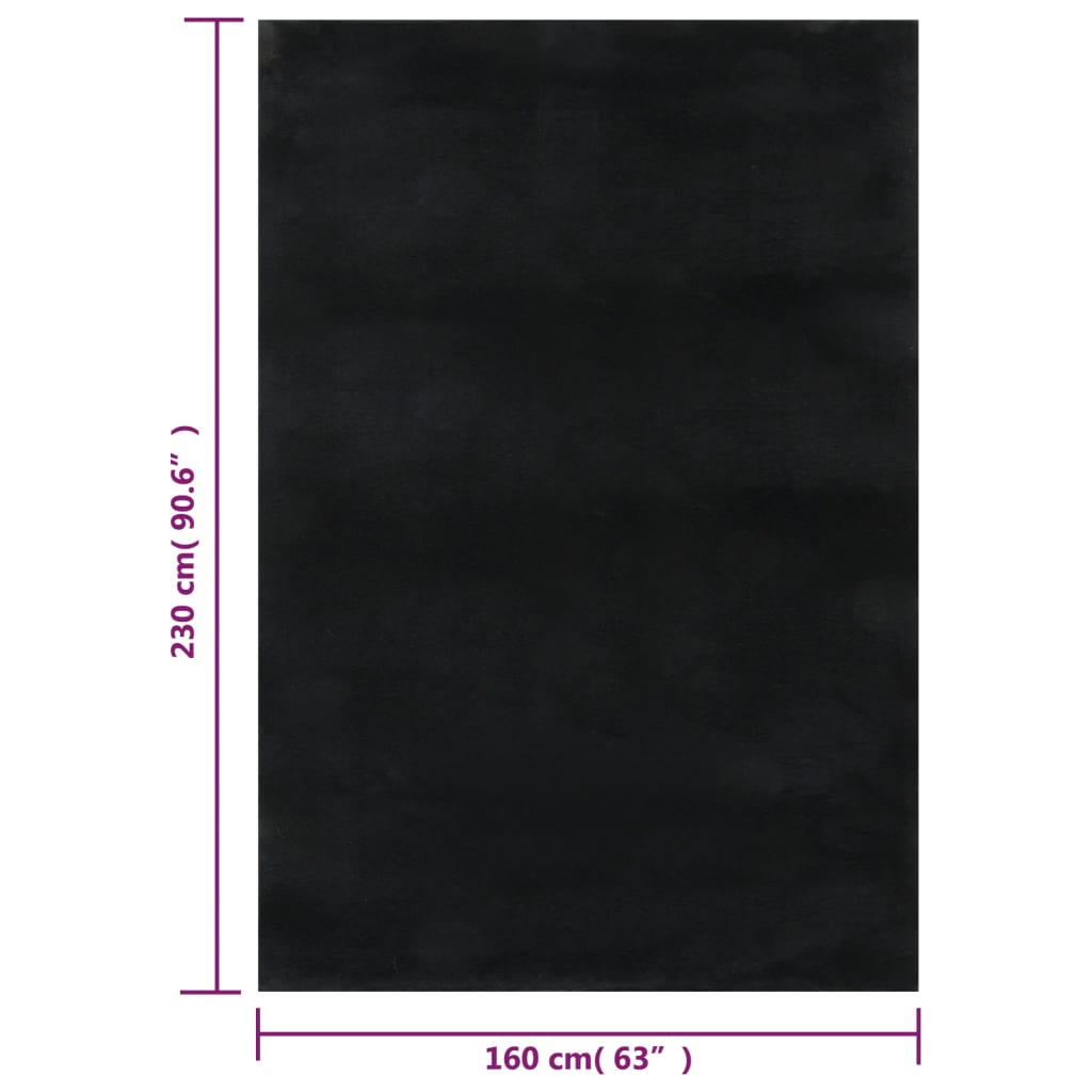 vidaXL Washable Rug Soft Shaggy 160x230 cm Anti Slip Black