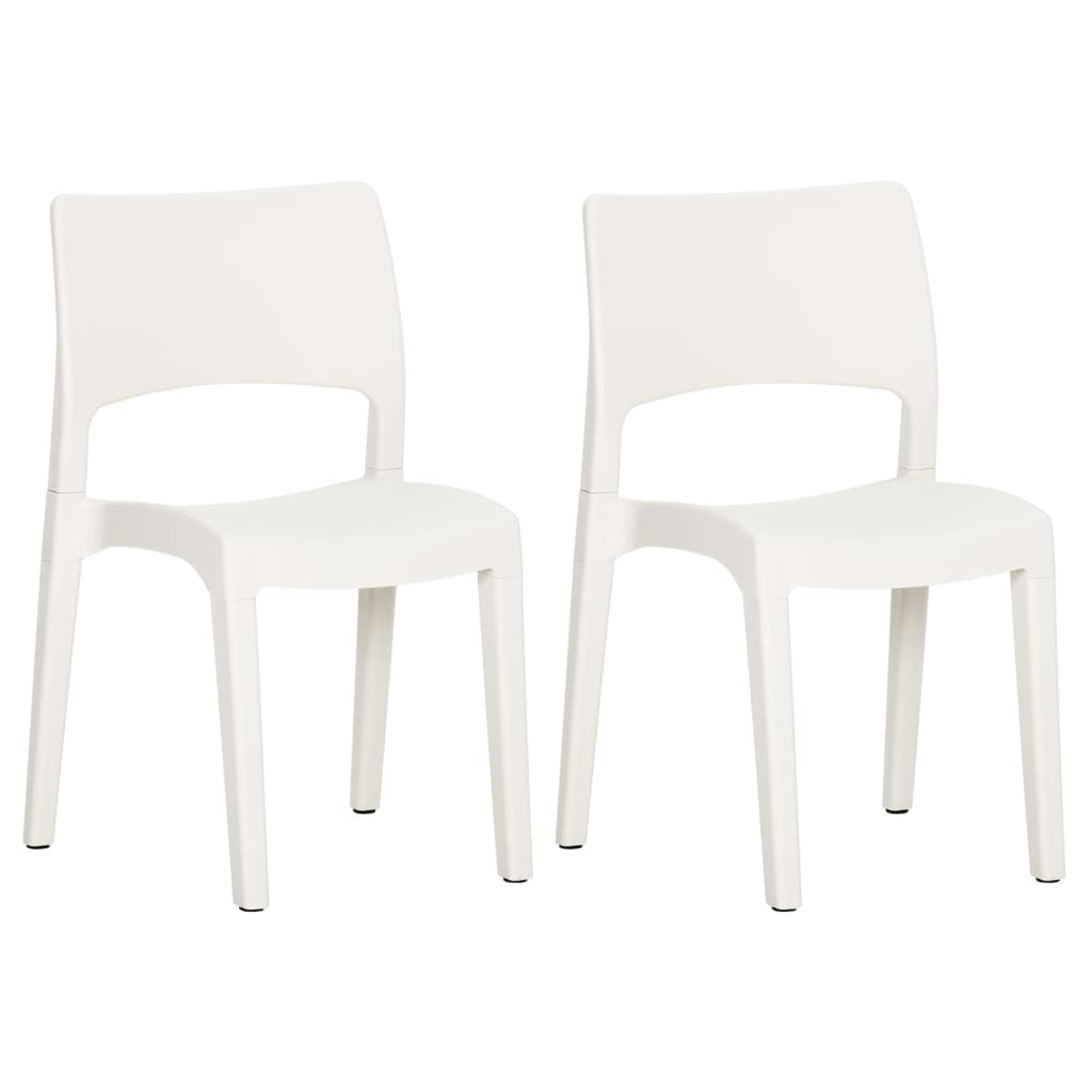 Garden Chair | Set of 2 | White | Polypropylene | Standard | Stackable