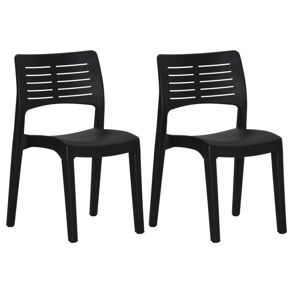 Garden Chair | Set of 2 | Anthracite | Polypropylene | Medium | Stackable