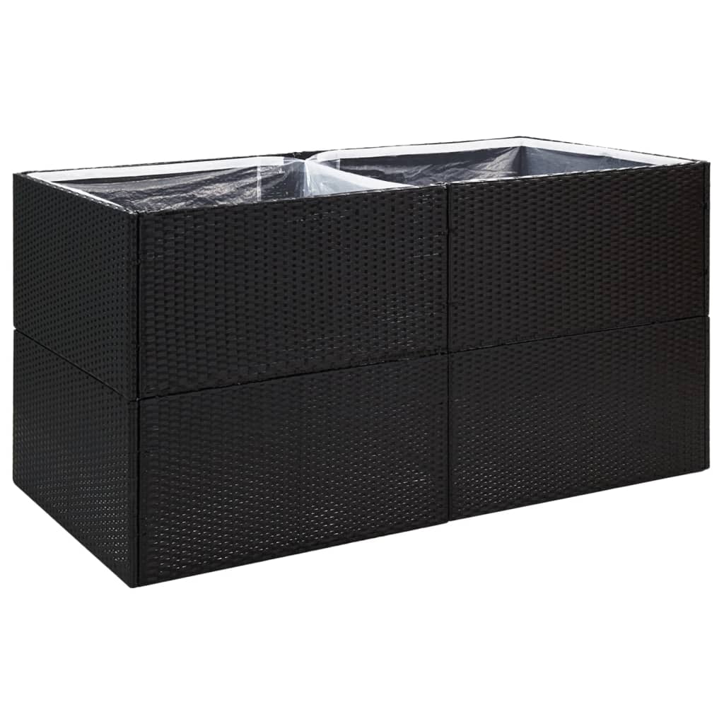 vidaXL Garden Planter Black 157x80x80 cm Poly Rattan