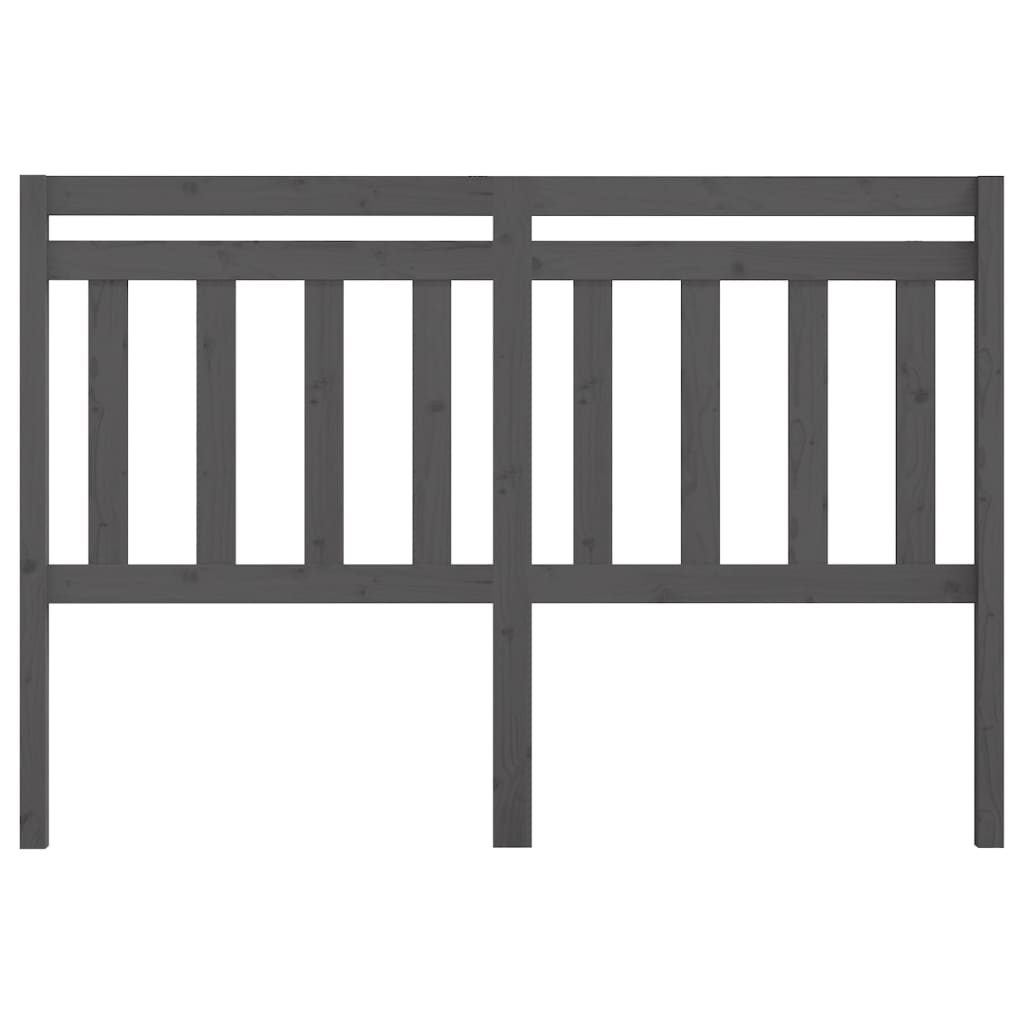 Bed Headboard Grey 126x4x100 cm Solid Wood Pine