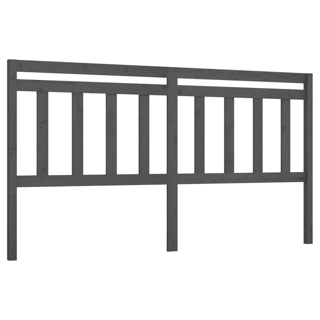 Bed Headboard Grey 186x4x100 cm Solid Wood Pine