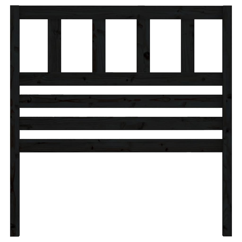 Bed Headboard Black 96x4x100 cm Solid Wood Pine