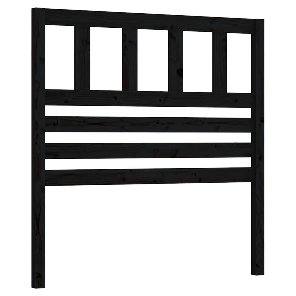 Bed Headboard Black 106x4x100 cm Solid Wood Pine
