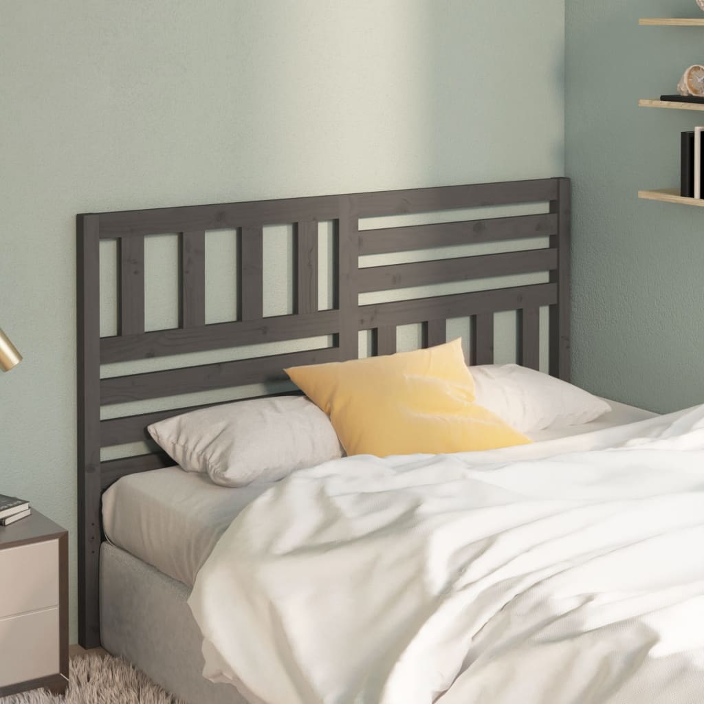 Bed Headboard Grey 166x4x100 cm Solid Wood Pine