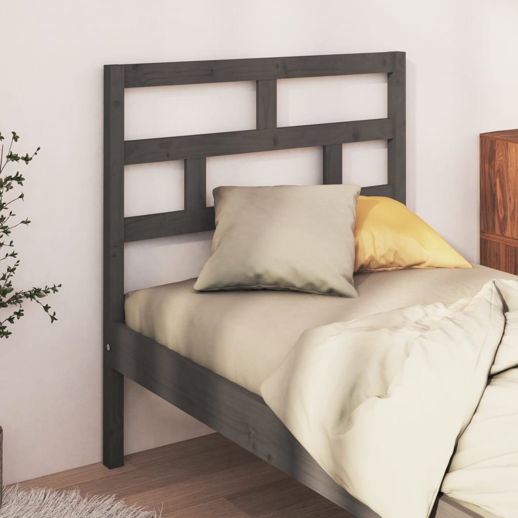 vidaXL Bed Headboard Grey 96x4x100 cm Solid Wood Pine