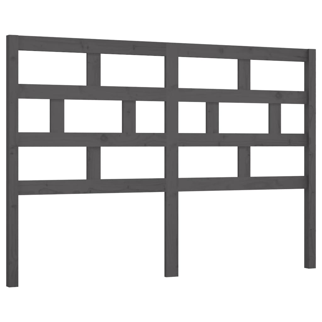 Bed Headboard Grey 126x4x100 cm Solid Wood Pine
