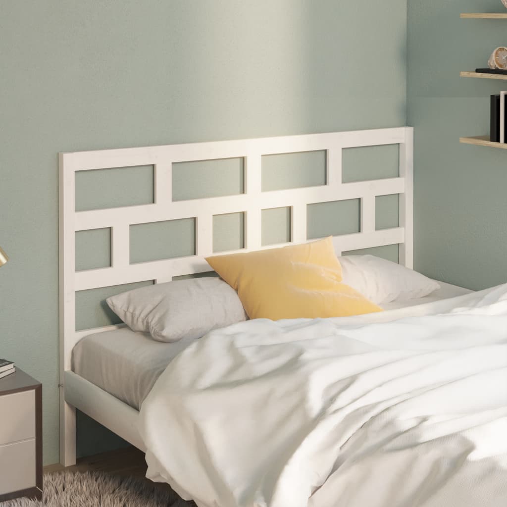 Bed Headboard White 146x4x100 cm Solid Wood Pine