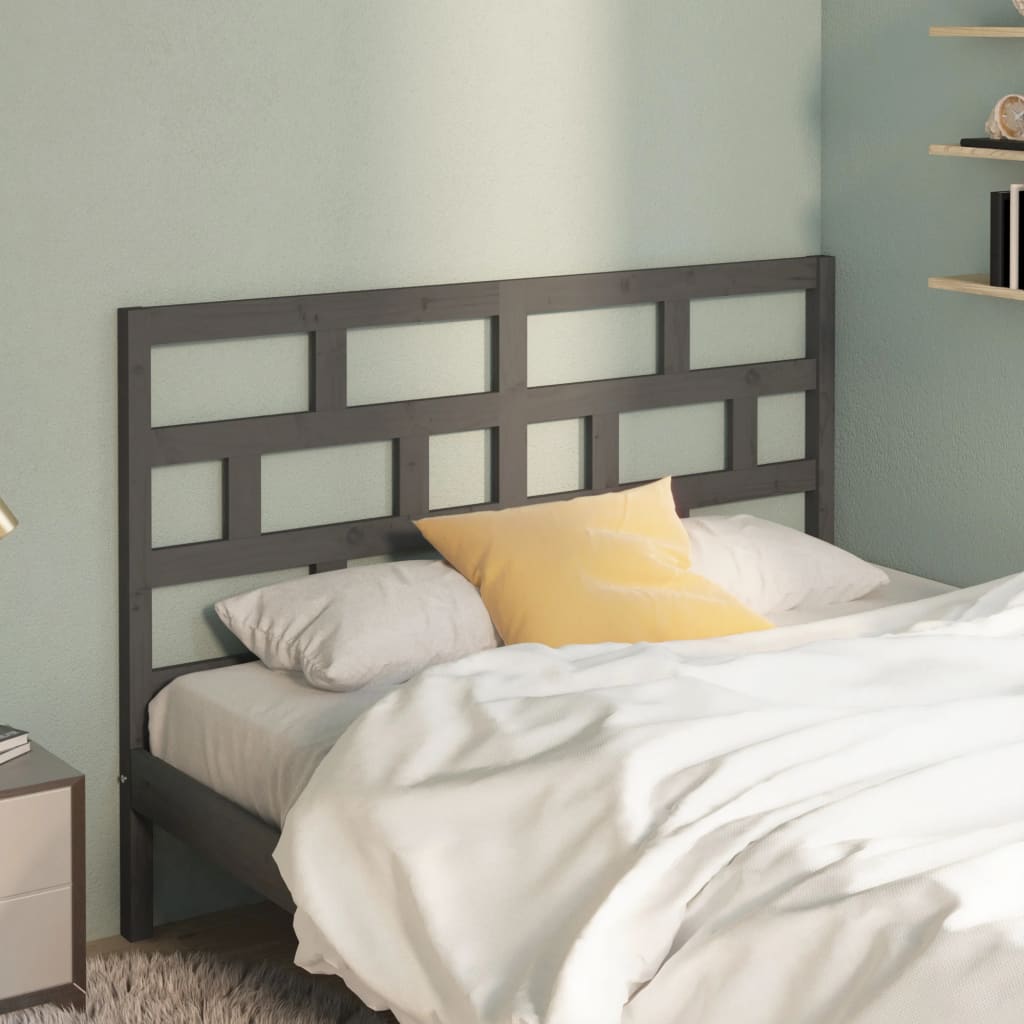 vidaXL Bed Headboard Grey 156x4x100 cm Solid Wood Pine