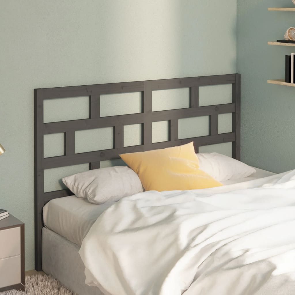 vidaXL Bed Headboard Grey 156x4x100 cm Solid Wood Pine