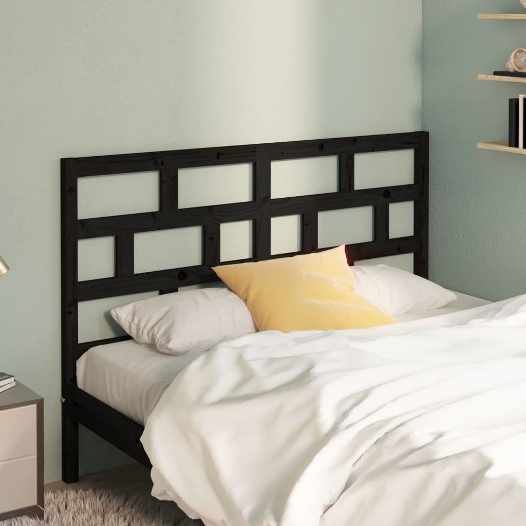 vidaXL Bed Headboard Black 156x4x100 cm Solid Wood Pine